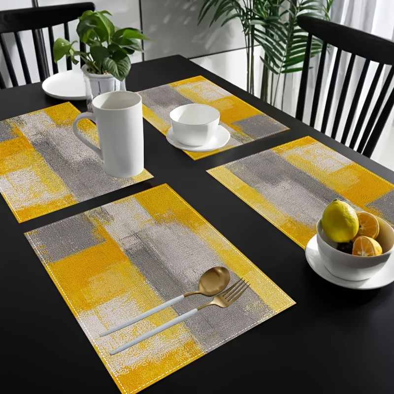Photography Geometry - VIKAMA Yellow Gray Abstract Oil Painting