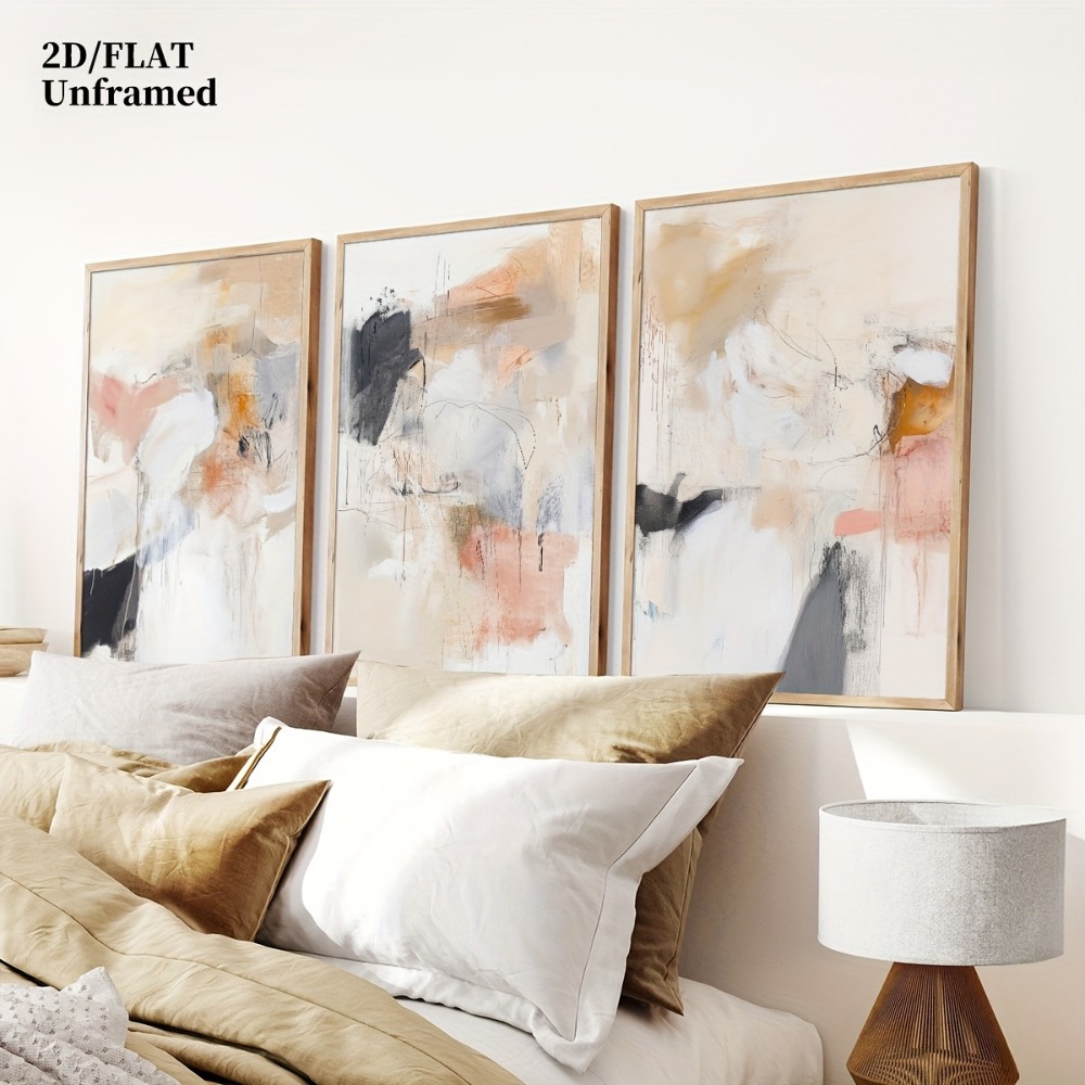 3pcs Frameless,Neutral Beige B - Photography Geometry ulasan dan harga