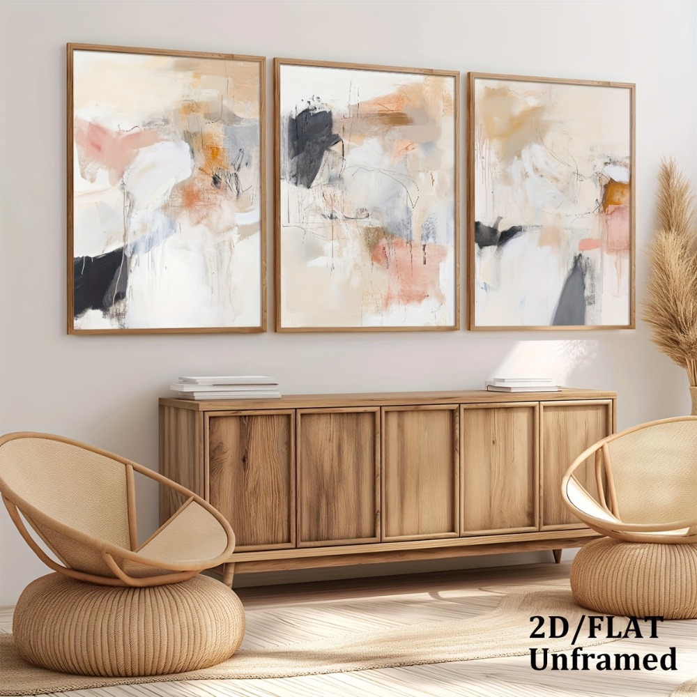 3pcs Frameless,Neutral Beige B - Photography Geometry ulasan dan harga