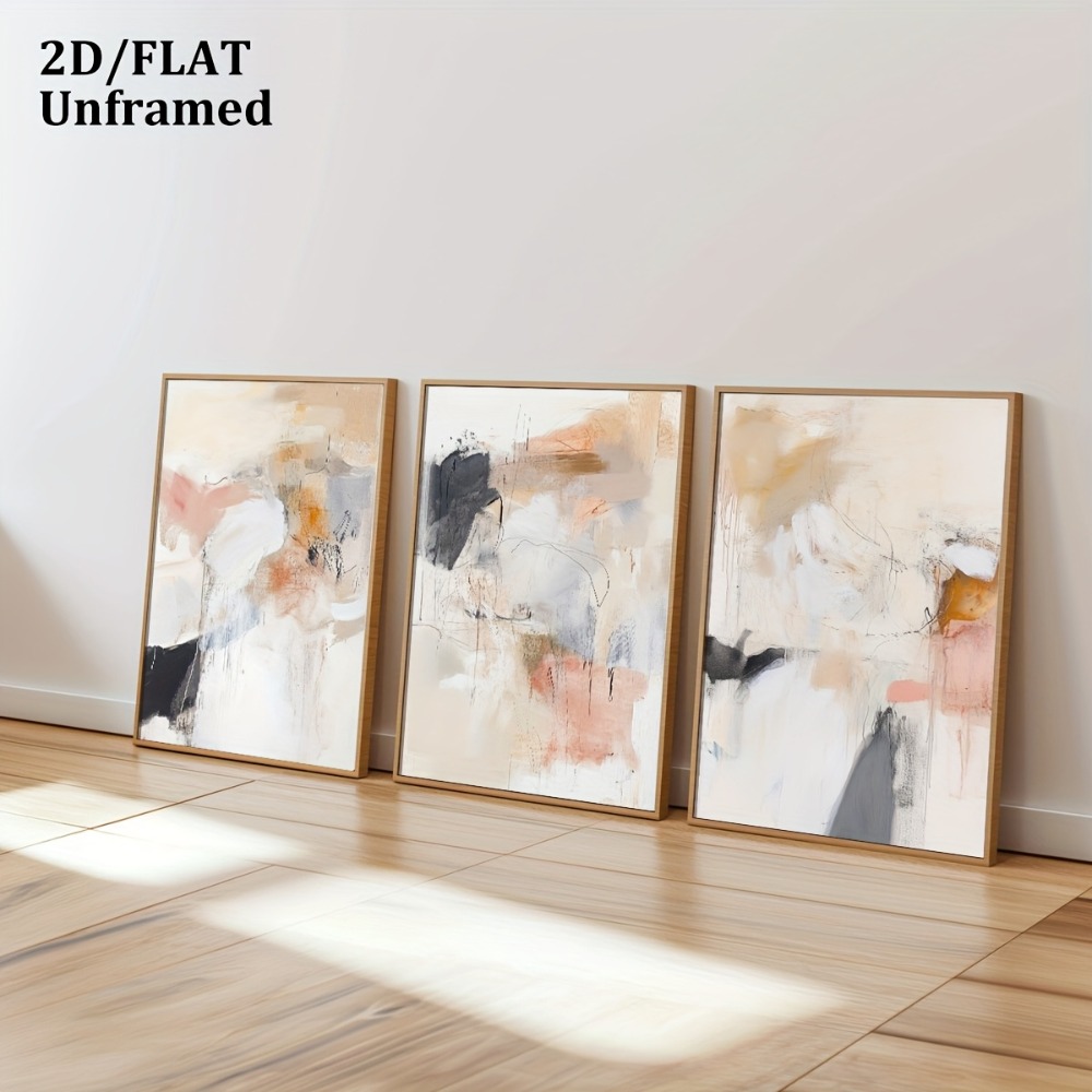 3pcs Frameless,Neutral Beige B - Photography Geometry ulasan dan harga