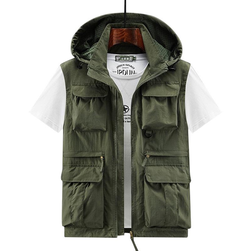 Men Casual Vest Multi Pocket W - Photography Jacket ulasan dan harga