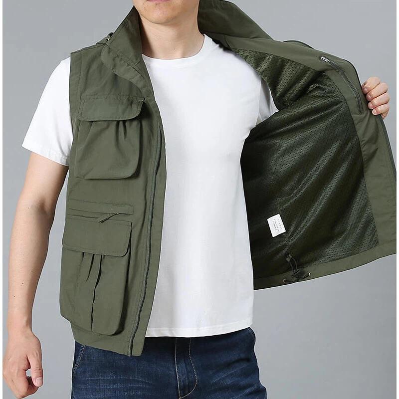 Men Casual Vest Multi Pocket W - Photography Jacket ulasan dan harga