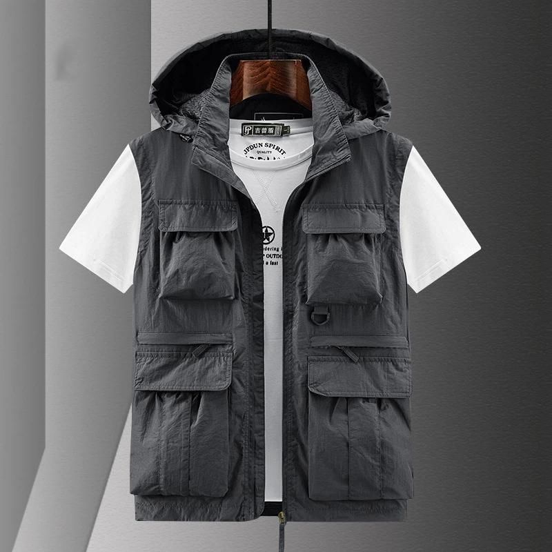 Men Casual Vest Multi Pocket W - Photography Jacket ulasan dan harga