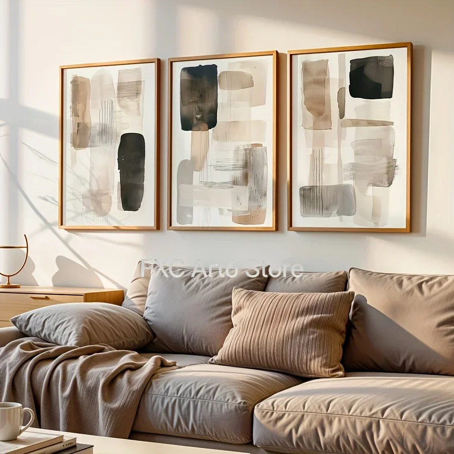3PC frameless  of Black Beige  - Photography Geometry ulasan dan harga