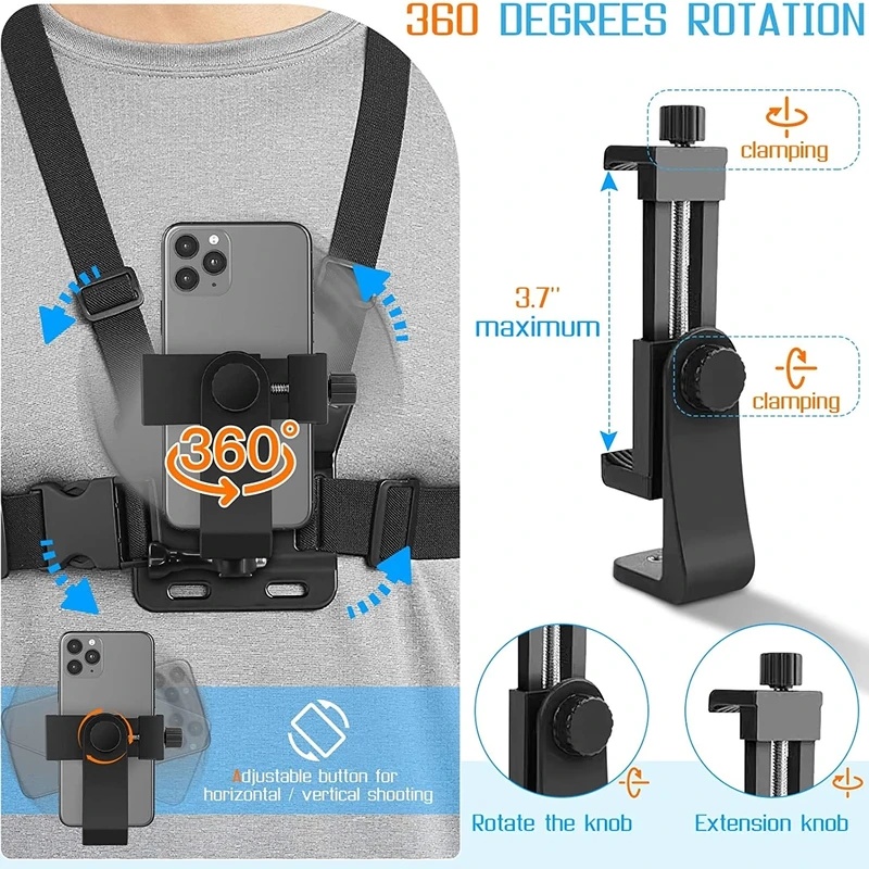 Phone Chest Strap Mount Belt f - Gopro Action Camera Hero 13 Black ulasan dan harga