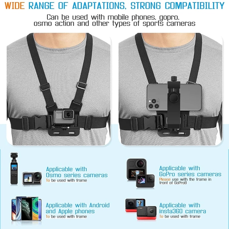 Phone Chest Strap Mount Belt f - Gopro Action Camera Hero 13 Black ulasan dan harga