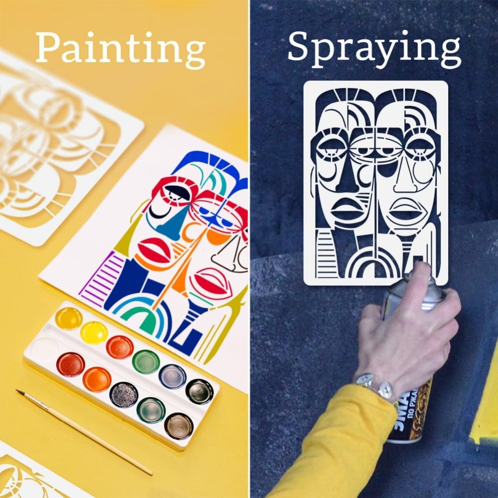 4Pcs Modern Abstract Faces Ste - Photography Geometry ulasan dan harga